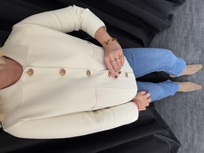 Rose Gold Düğmeli , Ekru , Çelik Örme , Triko Ceket