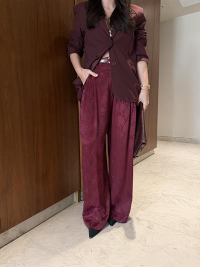 Crocodile Desenli , Bordo Mat Saten Pantolon