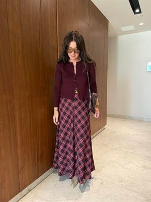 Orijinal Marka , Bordo Ekoseli , Maxi Boy Etek