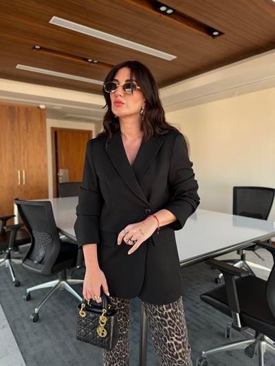 Çift Düğmeli , Kruvaze , Siyah , Premium Blazer Ceket