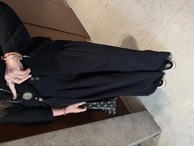 Premium , Arka Beli Lastikli , Siyah Tencel Palazzo