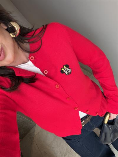 Orijinal Model , Mickey Logolu , Kırmızı Triko Hırka