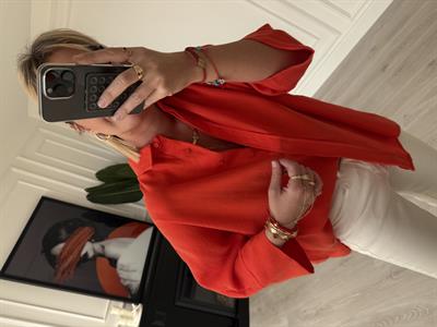 Tiril Dokuda , Turuncu , Yarasa Kol , Premium Kalite Gömlek