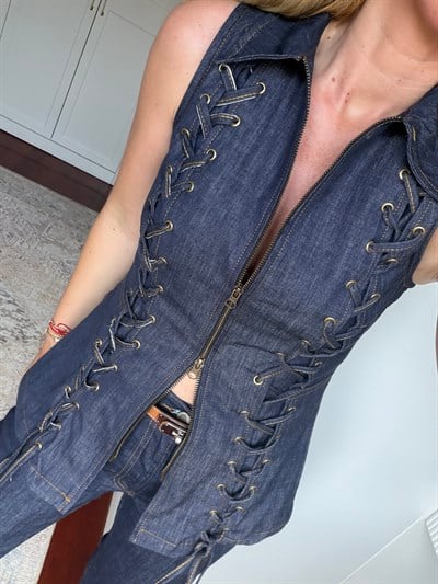 Orijinal Model , Korsajlı Jean Yelek