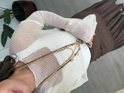 Ekru, İspanyol Kollu Merserize Crop