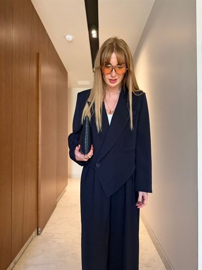 Orijinal Model , Lacivert , Kruvaze Ceket & Pantolon Takım