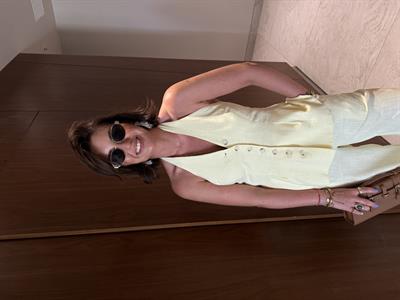 Boyundan Bağlamalı , Premium , Sarı , Pamuk Keten Takım