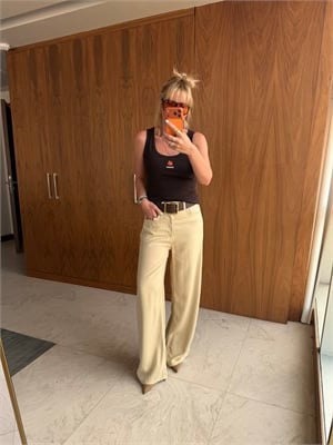 Bej, Yumuşacık Tencel Jean Pantolon