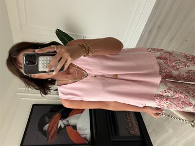 Tencel Keten Pembe Bluz