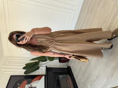Orijinal Model , Önden Fermuarlı , Beli Ayarlamalı , Camel Elbise