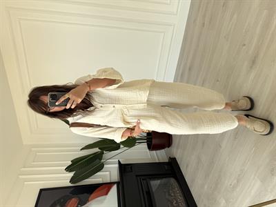 Müslin , Gümüş Simli , Gömlek & Pantolon Takım