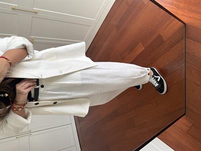 Düğme Detaylı , Premium , Beyaz Keten Pantolon