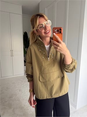 Orijinal Model Haki Yakası Taş İşlemeli Sweat & Modal Pantalon Takım