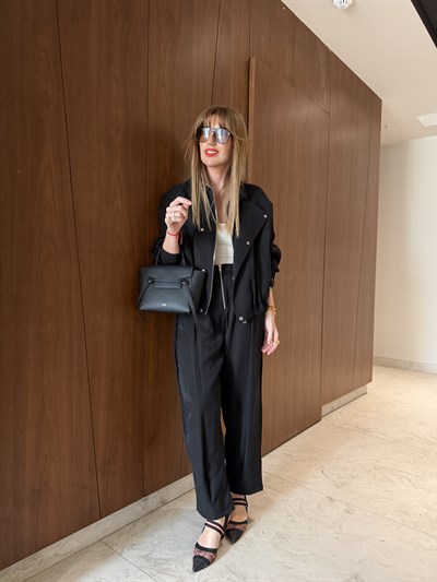 Bomber & Tencel Pantolon , Premium Siyah Takım