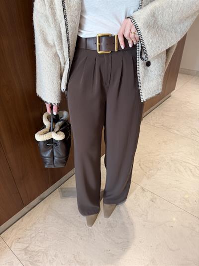 Arka Beli Lastikli , Gold Düğmeli , Acı Kahve , Krep Palazzo