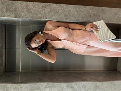 Boyundan Bağlamalı , Premium , Somon , Pamuk Keten Takım