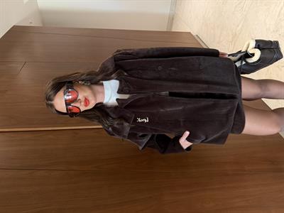 Acı Kahve , Premium Kürk Dokulu , Ceket & Etek Takım