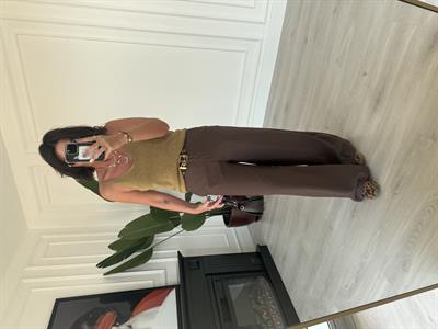 Karol ,Premium Kumaş , Tencel , Acı Kahve Palazzo Pantolon