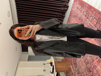 Siyah , Mat Deri , Blazer Ceket