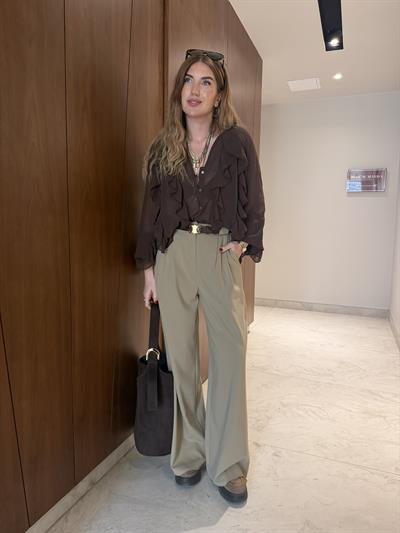 Yumuşacık Dokulu , Bej Palazzo Pantolon