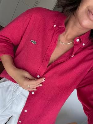 Orijinal Marka Fuşya Keten Gömlek