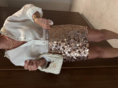 Gold , Likralı , Pul Payet Etek