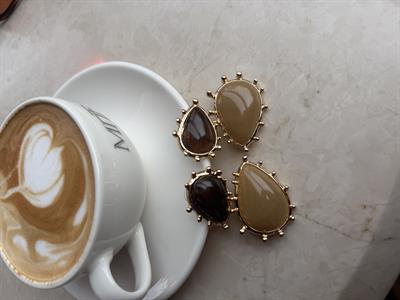 Orijinal Model , Acıkahve & Bej , İkiz Damla Küpe