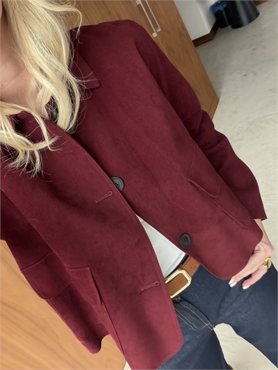 Bordo Premium Süet Ceket
