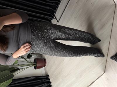 Full Likralı, Antrasit Parıltılı Tiril Palazzo Pantolon 