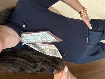 Özel İplik , Polo Yaka , Fularlı , Lacivert Triko