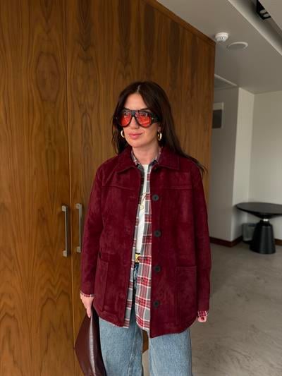 Orijinal Model , Premium Kalite , Bordo Süet Ceket