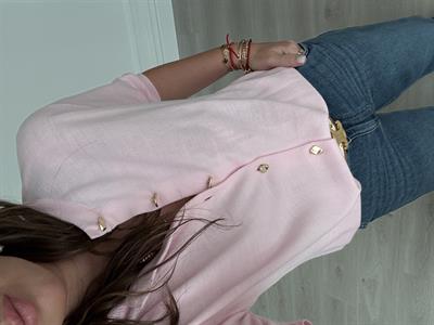 Orijinal Model , Gold Düğmeli , Kısa Kollu , Pembe Merserize