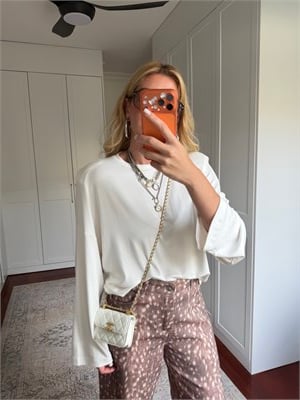 Beyaz , Vatkalı Oversize , Modal Bluz