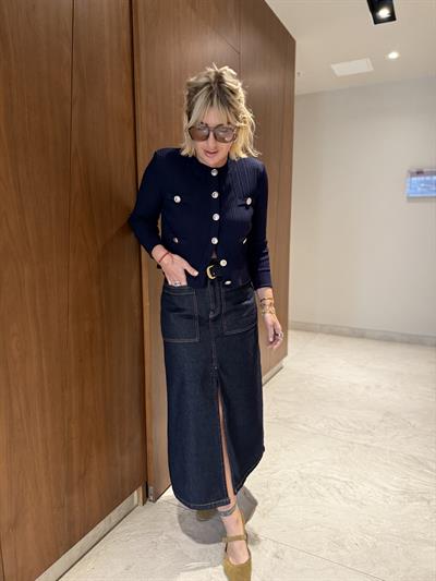 Orijinal Model , Yırtmaçlı , Cep Detaylı , Denim Etek