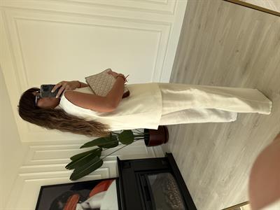 Blazer Yelek & Pantolonlu , Ekru Premium Takım