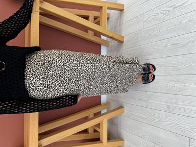 Asimetrik Kesim , Leopar Desenli , Pamuk Saten Etek