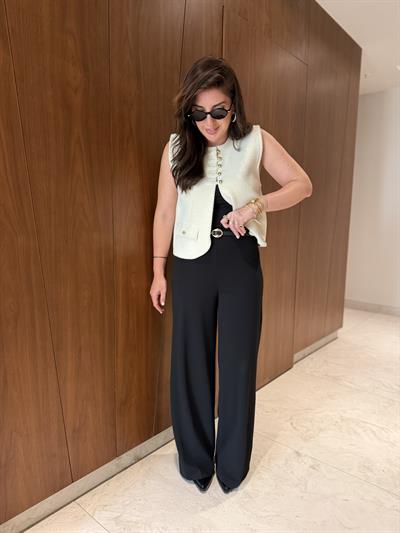 İnce Gold Kemerli , Siyah , Krep Palazzo