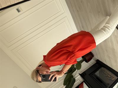 Tiril Dokuda , Turuncu , Yarasa Kol , Premium Kalite Gömlek
