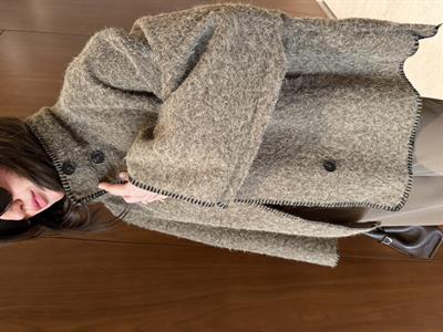 Peluş Dokulu , Kahverengi Kaşe Kaban