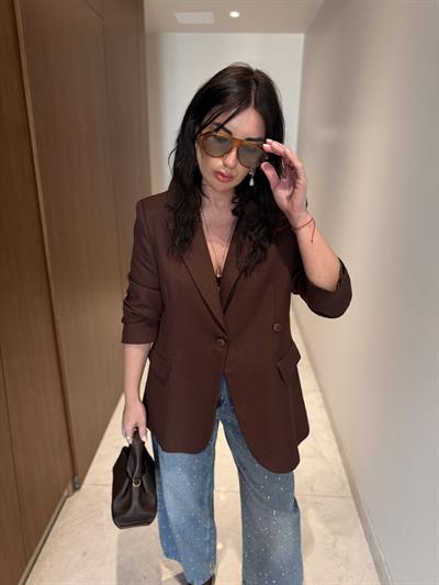 Çift Düğmeli , Kruvaze , Acı Kahve , Premium Blazer Ceket