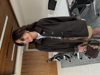 Kadife Yakalı , Ekose Astarlı , Acı Kahve , Premium Ceket