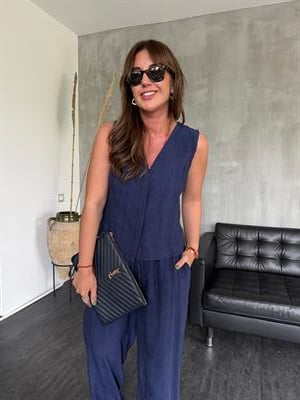 Orijinal Marka , Gizli Düğmeli , Beli Lastikli , Lacivert Takım