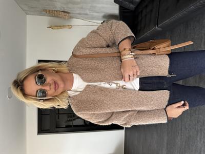 Önden Çift Frermuarlı , Kırçıllı Bej Ceket