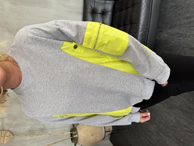 Orijinal Model , Sarı Neon Detaylı , Gri Sweatshirt