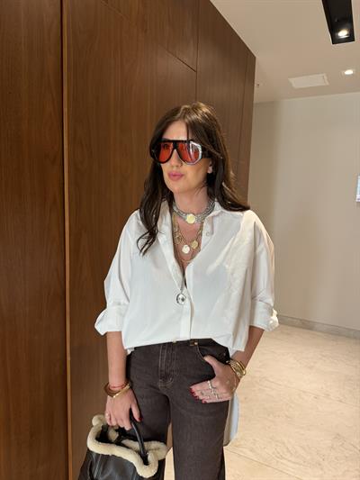 Oversize Beyaz , Poplin Gömlek