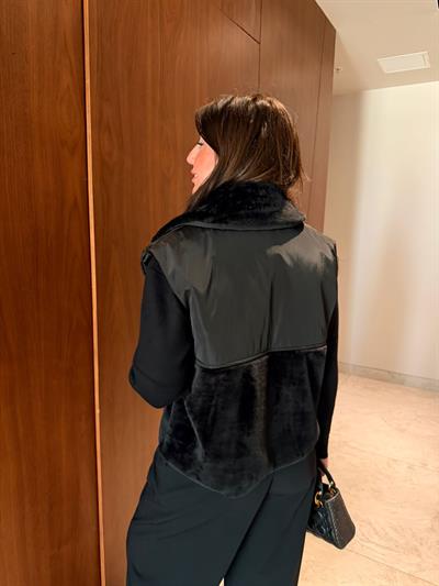 Orijinal Model , Peluş Yaka , Siyah , Premium Yelek