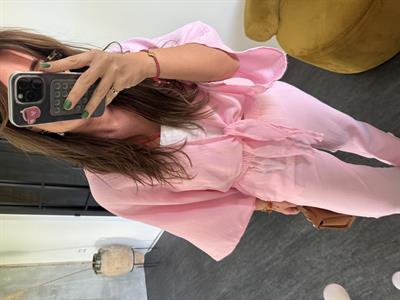 %100 Coton , Pembe , Önden Bağlamalı , Beli Lastikli , Müslim Takım