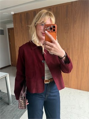 Bordo Premium Süet Ceket