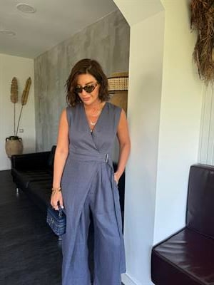 Premium Seri İthal Keten İndigo Tulum