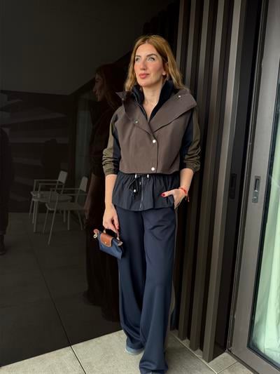 Orijinal Model , Haki Trenç Detaylı , Lacivert Takım